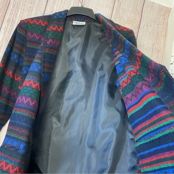 Vintage Katie Brooke Blazer coat Womens Sz 16 wool blend Aztec southwestern USA - Picture 4 of 11